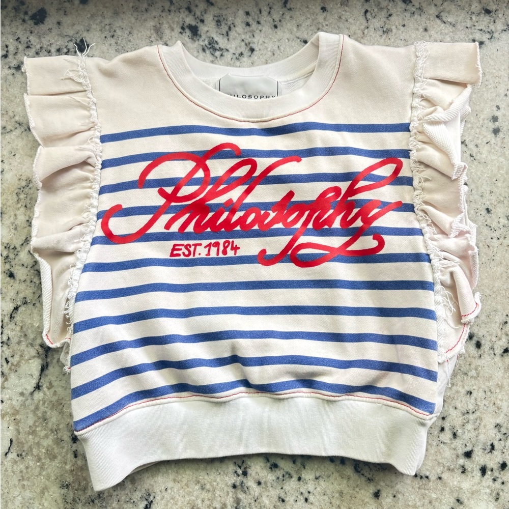 Philosophy di LORENZO SERAFINI Sweatshirt Style Striped Crop Shirt